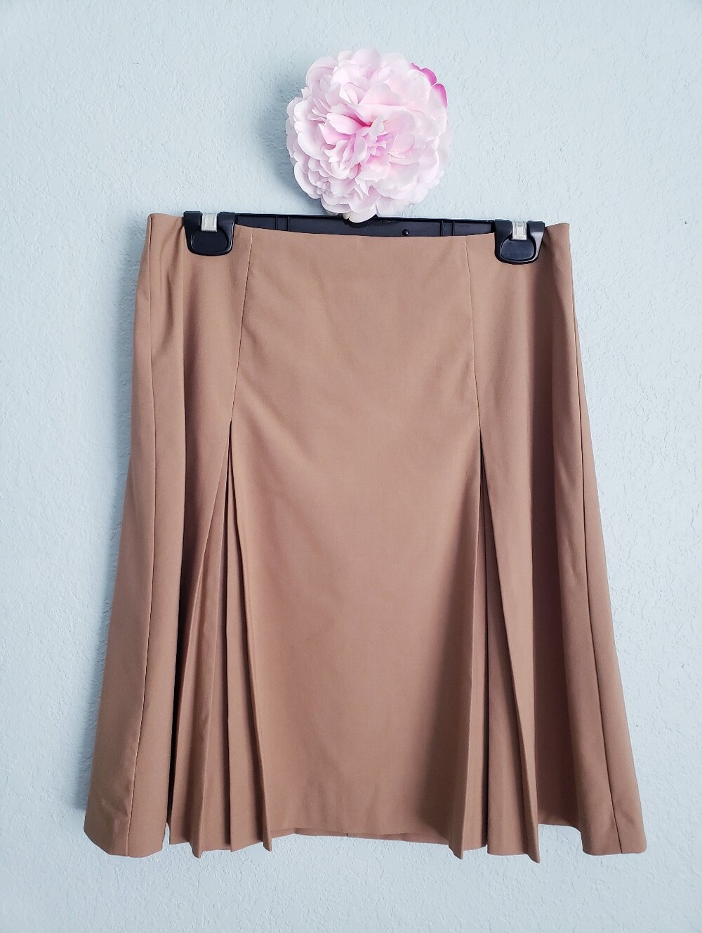 Trina Turk Camel Tan Pleated Front Skirt